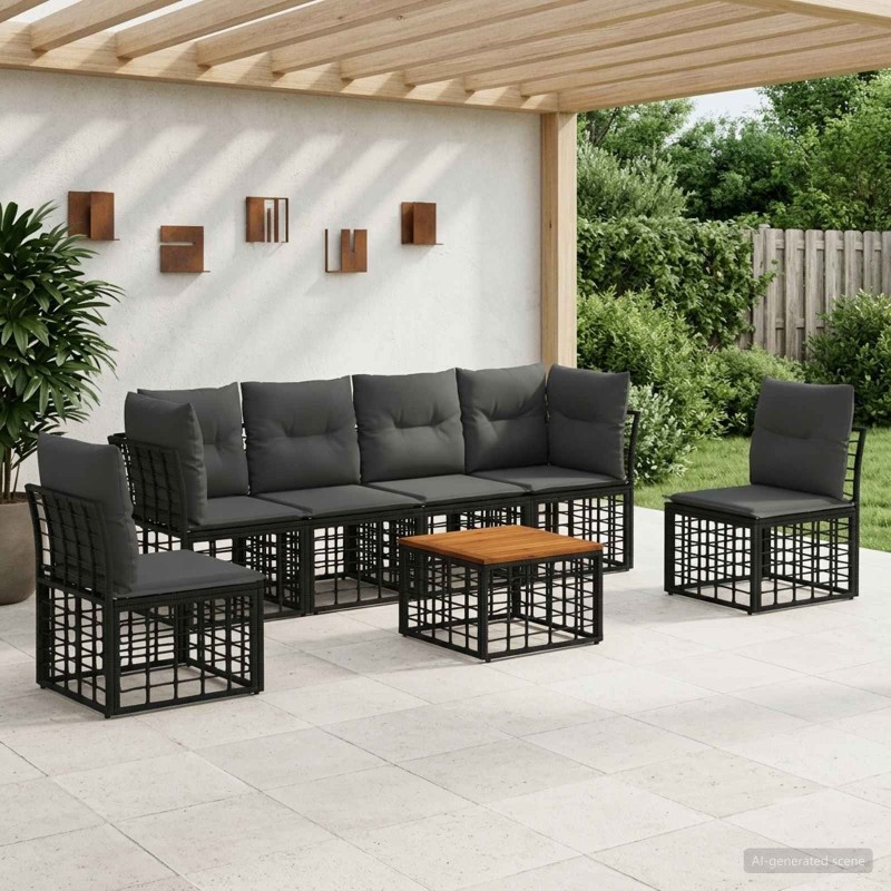 Ensemble de canapés d'extérieur 7 pcs Noir et Gris foncé 628135628135
