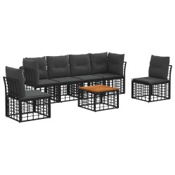 Ensemble de canapés d'extérieur 7 pcs Noir et Gris foncé 628135628135