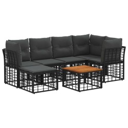 Ensemble de canapés d'extérieur 7 pcs Noir et Gris foncé 628136628136
