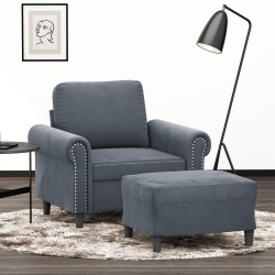 Fauteuil avec repose-pied Gris foncé 60 cm Velours 628138628138