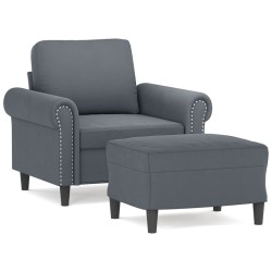 Fauteuil avec repose-pied Gris foncé 60 cm Velours 628138628138
