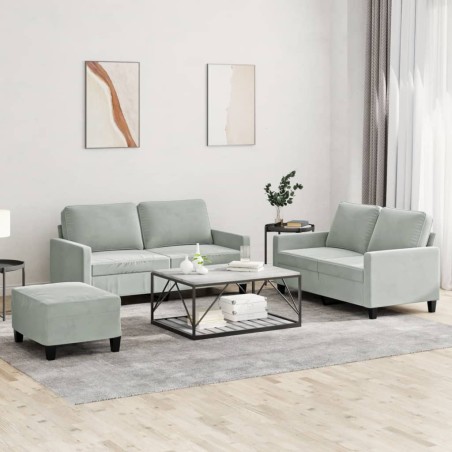 Ensemble de canapés 3 pcs avec coussins Gris clair Velours 628139628139