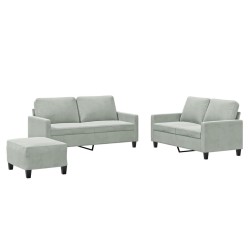 Ensemble de canapés 3 pcs avec coussins Gris clair Velours 628139628139