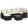 Ensemble de canapé de jardin 7 pcs Noir et Crème polyrotin 628141628141
