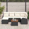 Ensemble de canapé de jardin 7 pcs Noir et Crème polyrotin 628141628141