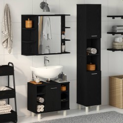 Ensemble de mobilier de salle de bain avec étagère 3 pcs Noir 628146628146