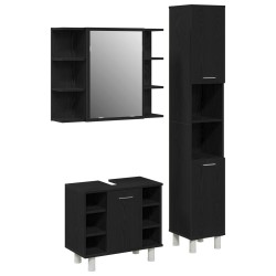 Ensemble de mobilier de salle de bain avec étagère 3 pcs Noir 628146628146