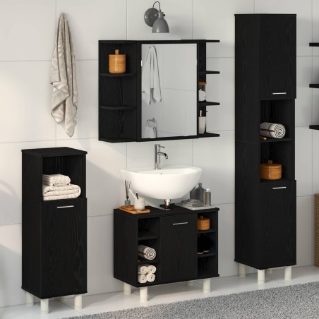 Ensemble de mobilier de salle de bain avec étagère 4 pcs Noir 628147628147
