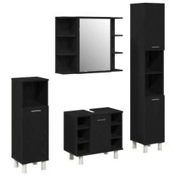 Ensemble de mobilier de salle de bain avec étagère 4 pcs Noir 628147628147