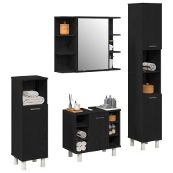 Ensemble de mobilier de salle de bain avec étagère 4 pcs Noir 628147628147