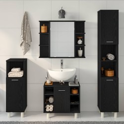 Ensemble de mobilier de salle de bain avec étagère 4 pcs Noir 628147628147