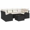 Ensemble de canapé de jardin 7 pcs Noir et Crème polyrotin 628155628155