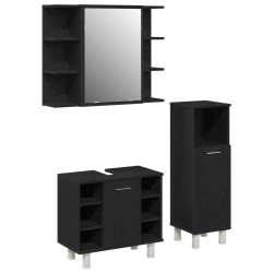 Ensemble de mobilier de salle de bain avec étagère 3 pcs Noir 628157628157