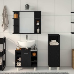 Ensemble de mobilier de salle de bain avec étagère 3 pcs Noir 628157628157