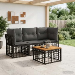 Ensemble de canapés d'extérieur 4 pcs Noir et Gris foncé 628159628159