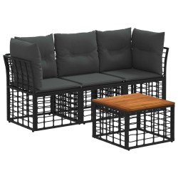 Ensemble de canapés d'extérieur 4 pcs Noir et Gris foncé 628159628159