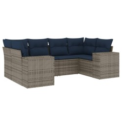 Ensemble de canapé de jardin 6 pcs avec coussins gris résine tressée 628160628160