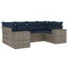 Ensemble de canapé de jardin 6 pcs avec coussins gris résine tressée 628160628160