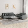 Ensemble de canapés 2 pcs avec coussins Gris foncé Tissu 628161628161