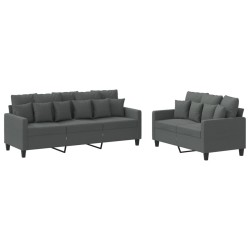 Ensemble de canapés 2 pcs avec coussins Gris foncé Tissu 628161628161