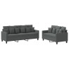 Ensemble de canapés 2 pcs avec coussins Gris foncé Tissu 628161628161