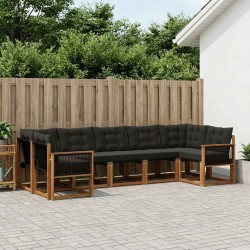 Ensemble de canapés d'extérieur 7 pcs Naturel et noir 628164628164