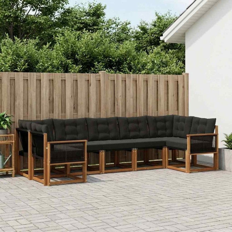 Ensemble de canapés d'extérieur 7 pcs Naturel et noir 628164628164