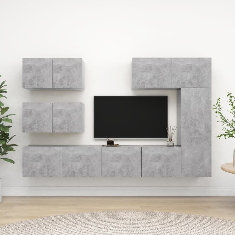 Ensemble de meubles TV 6 pcs Gris béton Bois d'ingénierie 628169628169