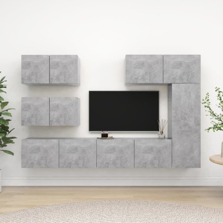 Ensemble de meubles TV 6 pcs Gris béton Bois d'ingénierie 628169628169