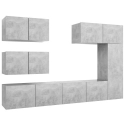 Ensemble de meubles TV 6 pcs Gris béton Bois d'ingénierie 628169628169