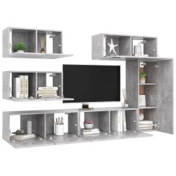 Ensemble de meubles TV 6 pcs Gris béton Bois d'ingénierie 628169628169