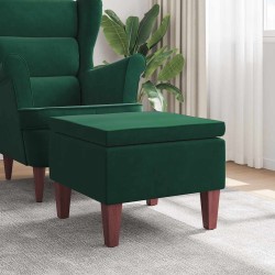 Tabouret avec pieds en bois Vert foncé Velours 628174628174