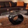 Table basse avec dessus de table en verre ovale Noir brillant  628176628176