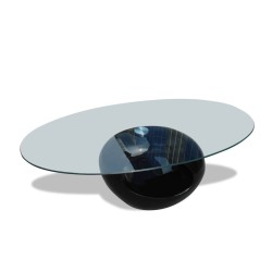 Table basse avec dessus de table en verre ovale Noir brillant  628176628176