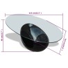 Table basse avec dessus de table en verre ovale Noir brillant  628176628176