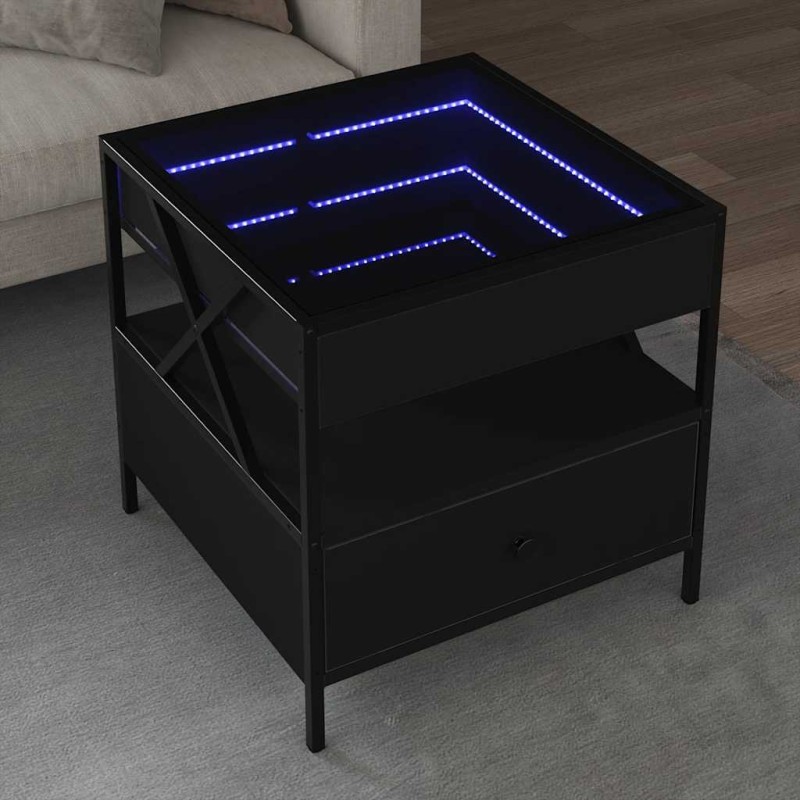 Table basse avec LED Infinity noir 50x50x51 cm 628177628177