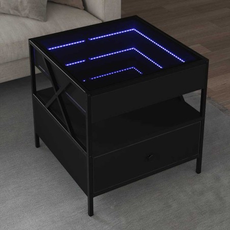 Table basse avec LED Infinity noir 50x50x51 cm 628177628177
