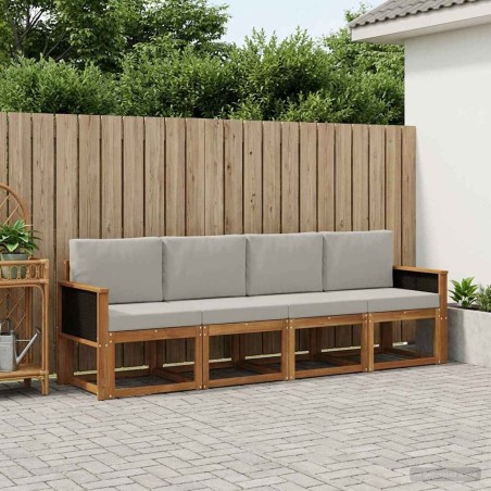 Ensemble de canapés d'extérieur 4 pcs Naturel et gris clair 628179628179