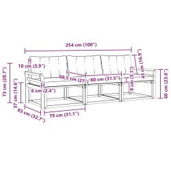 Ensemble de canapés d'extérieur 3 pcs Blanc et noir 628180628180