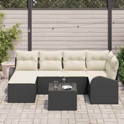 Ensemble de Canapés avec coussin 7 pcs Noir et Blanc polyrotin 628181628181