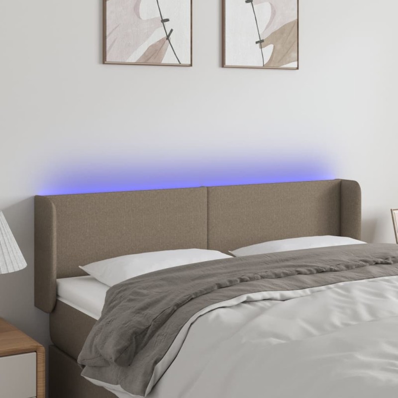 Tête de lit à LED Taupe 147x16x78/88 cm Tissu 628190628190