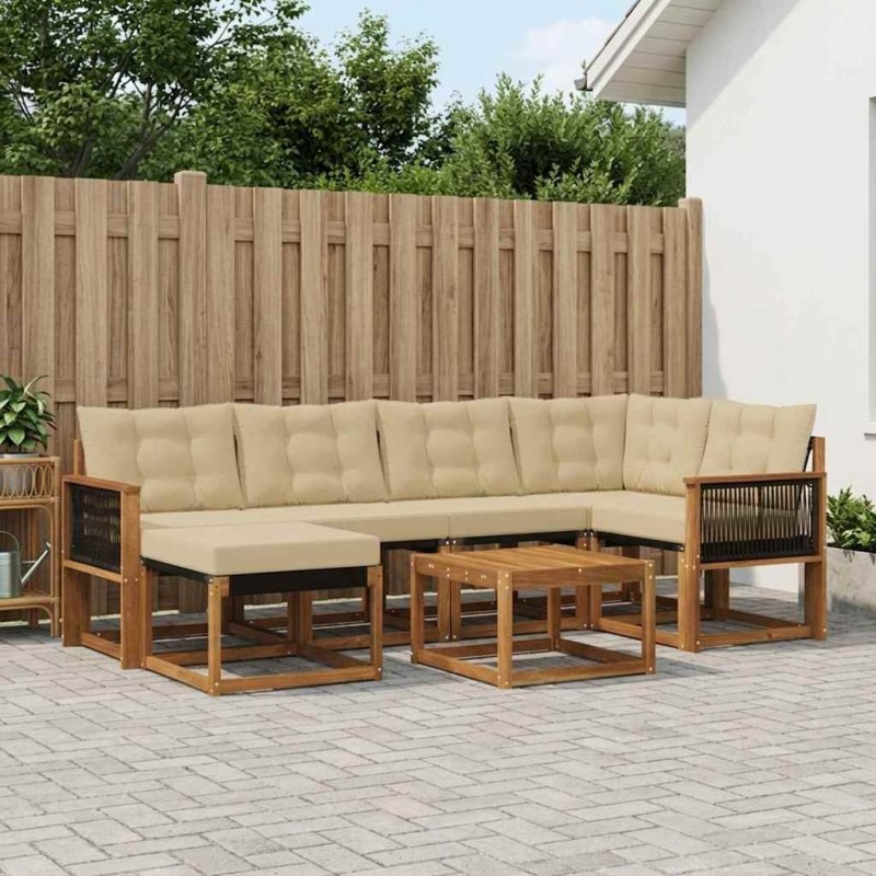 Ensemble de canapés d'extérieur 7 pcs Naturel et Beige 628196628196