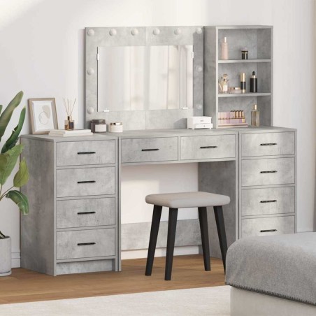 Table de Toilette 3 pcs Gris béton Bois d'ingénierie 628198628198