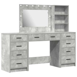 Table de Toilette 3 pcs Gris béton Bois d'ingénierie 628198628198