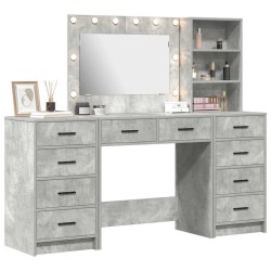 Table de Toilette 3 pcs Gris béton Bois d'ingénierie 628198628198