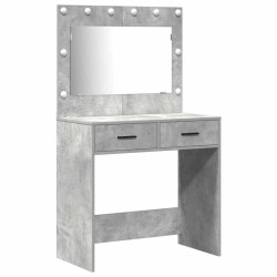 Table de Toilette 3 pcs Gris béton Bois d'ingénierie 628198628198