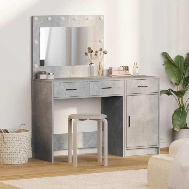 Table de Toilette avec tiroir 2 pcs Gris Bois d'ingénierie 628202628202