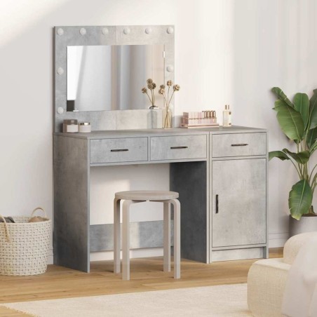 Table de Toilette avec tiroir 2 pcs Gris Bois d'ingénierie 628202628202
