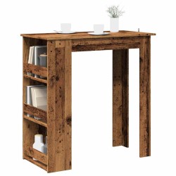 Table de bar et étagère de rangement vieux bois 102x50x103,5 cm 628210628210