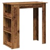 Table de bar et étagère de rangement vieux bois 102x50x103,5 cm 628210628210